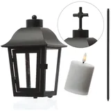 MARELIDA Laterne mit Mini LED Kerze mit 2 wechselbaren Spitzen und Erdspieß