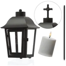 MARELIDA Laterne mit Mini LED Kerze mit 2 wechselbaren Spitzen und Erdspieß