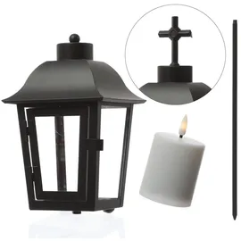 MARELIDA Laterne mit Mini LED Kerze mit 2 wechselbaren Spitzen und Erdspieß