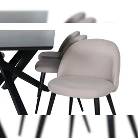 VCM Ebuy24, Essgruppe Esstisch schwarz und 6 Velvet Stitches Esszimmerstühle beige.