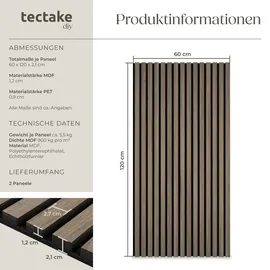 Tectake Akustikpaneel tectake Eiche dunkel 2 St. 60 x 120 x 2,1 cm