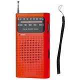 Gokelomg Kleines Tragbares Vollbandradio Mini AM FM Taschenradio zum, Begleiten, Reisen, Analog Rot