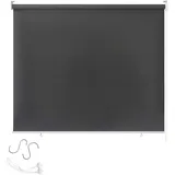 Froadp 180x140cm Senkrechtmarkise Außenrollo Sichtschutzrollo Reflektierende Thermofunktion Balkonrollo für Fenster & Türen(Anthrazit)