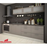 Singelküche KVANTUM Küchenzeile 290cm eiche artisan Front MDF beige matt Teilauszug