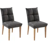 G + K Polsterstühle 2er Set KOLJA, Anthrazit Braun - Mikrofaserbezug - Holzbeine - 2er Set