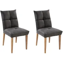 G + K Polsterstühle 2er Set KOLJA, Anthrazit Braun - Mikrofaserbezug - Holzbeine - 2er Set