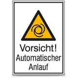Betriebsausstattung24 Warnschild Vorsicht! Automatischer Anlauf 26,2 x 37,1 cm