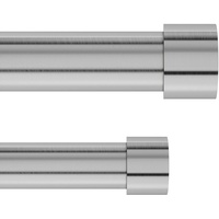 Umbra Vorhangstange, Nickelfarben – 460 cm, Set beinhaltet 2 Gardinenstangen, Wandhalter, Befestigungsmaterial und Endstücke, Metall, Nickel, 305cm-460cm