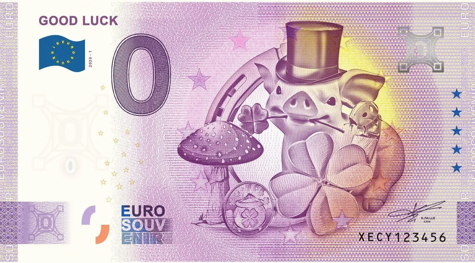 0-Euro-Banknote "Viel Glück"