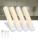TEENBOX Schrankbeleuchtung Unterbauleuchte Küche LED Lampe mit Bewegungsmelder, 4 Stück Dimmbare Warme Schrankleuchte für Küchen, Treppen und Kleiderschränke