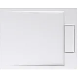 doporro Duschtasse Duschwanne 80x100x4 flach Mineralguss in Weiß inkl. Ablaufgarnitur AL06 DIN-Anschlüsse für bodenebene Montage geeignet Geoma04