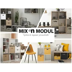 Holzregal Weiß Farbe Für 3 Organizer Boxen 34.4X32X100.5Cm.