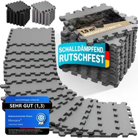 monzana MONZANA® 18x Bodenschutzmatten Fitness & Pool mit Randstücken 30 x 30 cm 1,5 qm rutschfest Eva-Schaumstoff Puzzlematte Trainingsmatten Fitnessgeräte