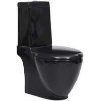 vidaXL WC Keramik-Toilette Badezimmer Rund Senkrechter Abgang Schwarz