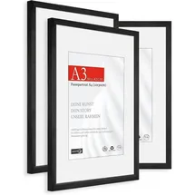 luxuskollektion Bilderrahmen A3 Holz Schwarz 29,7x42 cm 3er Set
