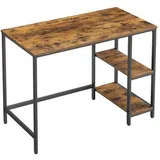 VASAGLE Schreibtisch Braun, Schwarz, Holzwerkstoff, vintage, rechteckig, eckig, 50x75x100 cm, Stauraum, seitenverkehrt montierbar, Regal, Arbeitszimmer, Schreibtische, Bürotische