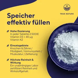 True Nature True Nature® Vitamin D3 + K2 Tabletten 1 Jahr Langzeitvorrat 365 St