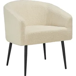 TECTAKE Sessel Mysig beige, dicke Polsterung mit Bouclé-Stoff