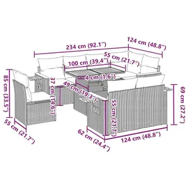 vidaXL Garten-Sofagarnitur 9-tlg. Loungeset beige