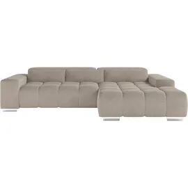 Cotta Ecksofa COTTA "Orion L-Form", platinum, B:307cm H:73cm T:186cm, 100% Polyester, Sofas, Ecksofa, mit 2x Kopfteilverstellung & 3 Nierenkissen