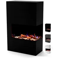 GLOW FIRE Elektrokamin LED E-Motion 3D - Portia, täuschend echte Flamme mit Heizung, 3 Dekorationen schwarz