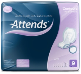 Attends Contours Air Comfort Inkontinenzvorlage, Saugende Hygienevorlagen, Air Comfort 9, 1 Beutel = 28 Stück, 70 cm