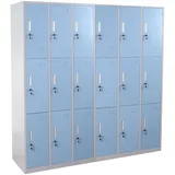 Mendler Schließfach Boston T829, Schließfachschrank Wertfachschrank Spind, Metall 18 Fächer ~ blau
