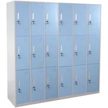 Mendler Schließfach Boston T829, Schließfachschrank Wertfachschrank Spind, Metall 18 Fächer ~ blau