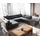DeLife Wohnlandschaft Elio 300x185 cm Lederimitat Vintage Anthrazit mit Hocker