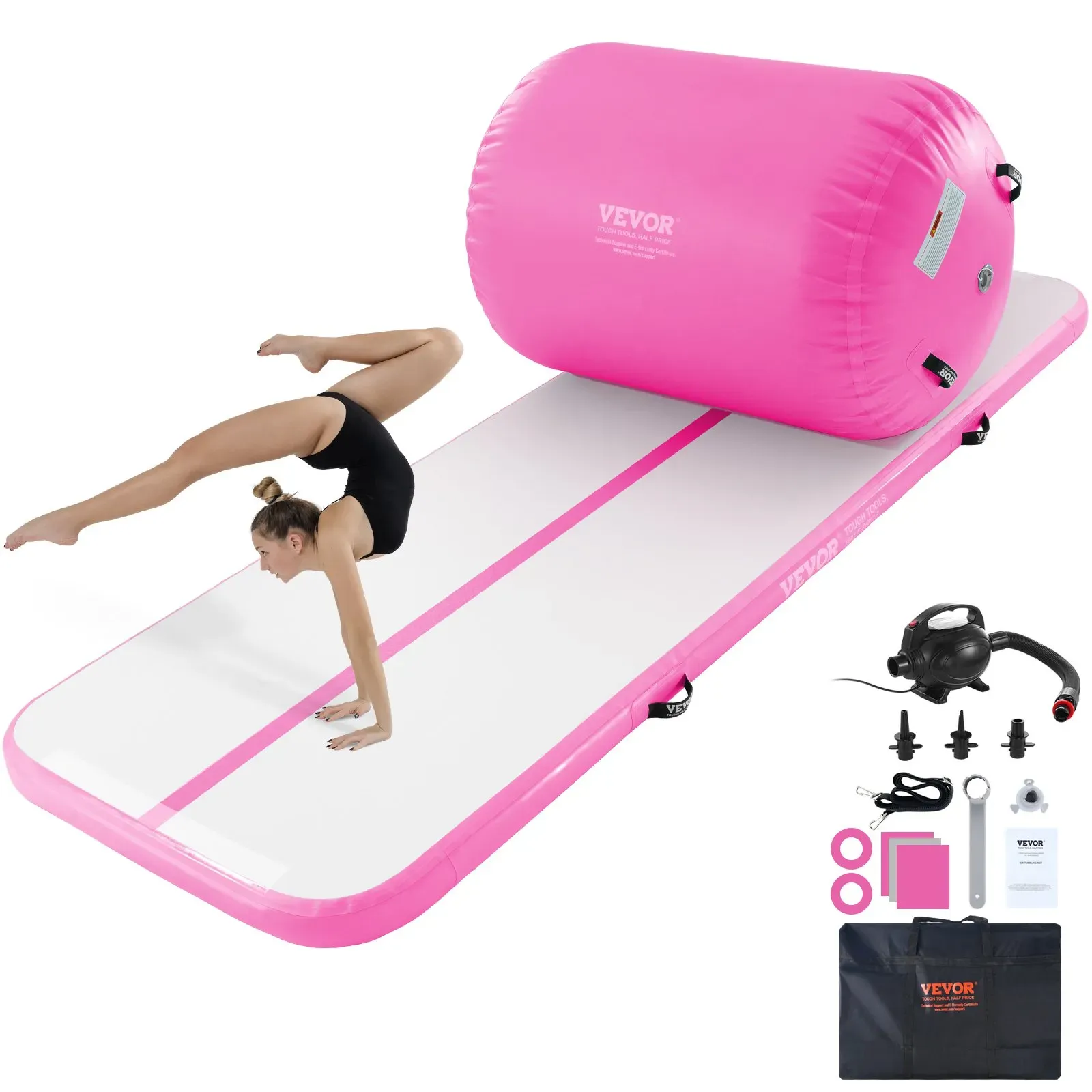 VEVOR Aufblasbare Gymnastikmatte Turnmatte, Aufblasbare Air Roll Air Barrel Gymnastik Tumbling Matten, Multifunktionale Tumbling-Matte Heimgebrauch / Fitnessstudio / Yoga / Cheerleading