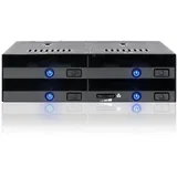 ICY Dock Trägerloses Internes Hot Swap Dock für 4X 2,5 Zoll SATA/SAS SSD/HDD in 1x 5,25 Zoll Schacht mit Auswurftasten - flexiDOCK MB014SP-B R1
