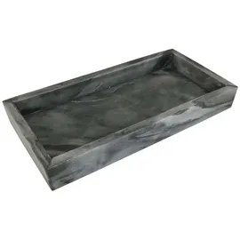Adorist Marmortablett - Tablett aus grauem Marmor - Marble Tray - Dekotablett - Serviertablett - rechteckig - Marmoroptik - dunkelgrau - 15x30x4cm