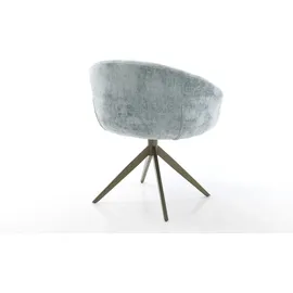 DeLife Drehstuhl Vinka-Flex mit Armlehnen Chenille Pastellblau Kreuzgestell breit Effektfinish Titan 360° drehbar Taschenfederkern, Esszimmerstühle