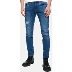 Straight-Jeans RUSTY NEAL "TORI", Herren, Gr. 32, US-Größen, blau, 98% Baumwolle, 2% Elasthan, unifarben, casual, Jeans Destroyed-Jeans, mit dezenter Waschung