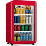 Klarstein Audrey Evo Getränkekühlschrank 95 L – Getränkekühler mit Glastür, LED-Beleuchtung, einstellbare Temperatur 0–10 °C, 3 Regalböden, leiser Betrieb
