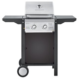 HEINRICHS Gasgrill, Grillwagen, 2Flächen Brenner aus Edelstahl, Balkon-Grill auf 2 Rädern, Outdoor-Grill, BBQ-Grill, Seitenablage klappbar, stufenlose Temperatursteuerung, Temperaturanzeige Heinrich ́s