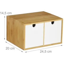 Relaxdays Schreibtisch Organizer, 2 Schubladen Weiß,Hellbraun