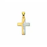 Kettenanhänger ADELIA ́S "Kreuzanhänger 585 Gold ( 14K ) mit Zirkonia", silber, Schmuckanhänger, Damen, mit Zirkonia, Gold, Kettenanhänger, Goldanhänger Kreuz