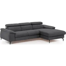 Cotta Ecksofa "Kitty L-Form, B: 242 cm", grau (schwarzgrau), B:244cm H:72cm T:166cm, Microfaser (100% Polyester);Flachgewebe (100% Polyester), Sofas, Ecksofa, mit Kopfteilverstellung, optional Bettfunktion & Bettkasten