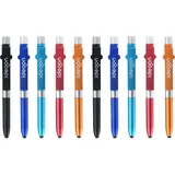 shop'n smile ideoon 4in1 Kugelschreiber mit LED-Lampe, Touchpen für Tablets & Handy-Ständer Funktion, 10er-Set Multifunktionsstift Schreibset für Büro, Alltag und Reise