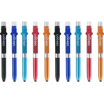 shop'n smile ideoon 4in1 Kugelschreiber mit LED-Lampe, Touchpen für Tablets & Handy-Ständer Funktion, 10er-Set Multifunktionsstift Schreibset für Büro, Alltag und Reise