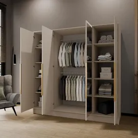 WFL GROUP Drehtürenschrank Mono Lux 200 x 200 x 51 cm Beige