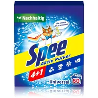 Spee Aktiv Pulver Universal Vollwaschmittel 4 + 1 (50 Waschladungen), Waschpulver mit 4 + 1 Formel vereint Reinheit, Strahlkraft, Frische & Nachhaltigkeit, 20° - 95° C