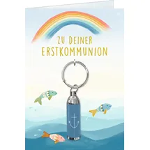 Coppenrath Verlag Grußkarte m.Taschenlampe blau - Zu deiner Erstkommunion