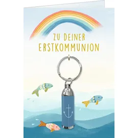Coppenrath Verlag Grußkarte m.Taschenlampe blau - Zu deiner Erstkommunion