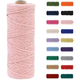Makramee Garn 3mm, Makramee Garn Hellrosa, Makramee Baumwollgarn 3mmx100m, Baumwollkordel Natur, Baumwoll Bastelschnur für Basteln Stricken Boho Deko DIY Handwerk Wandbehang Wohnzimmer Balkon
