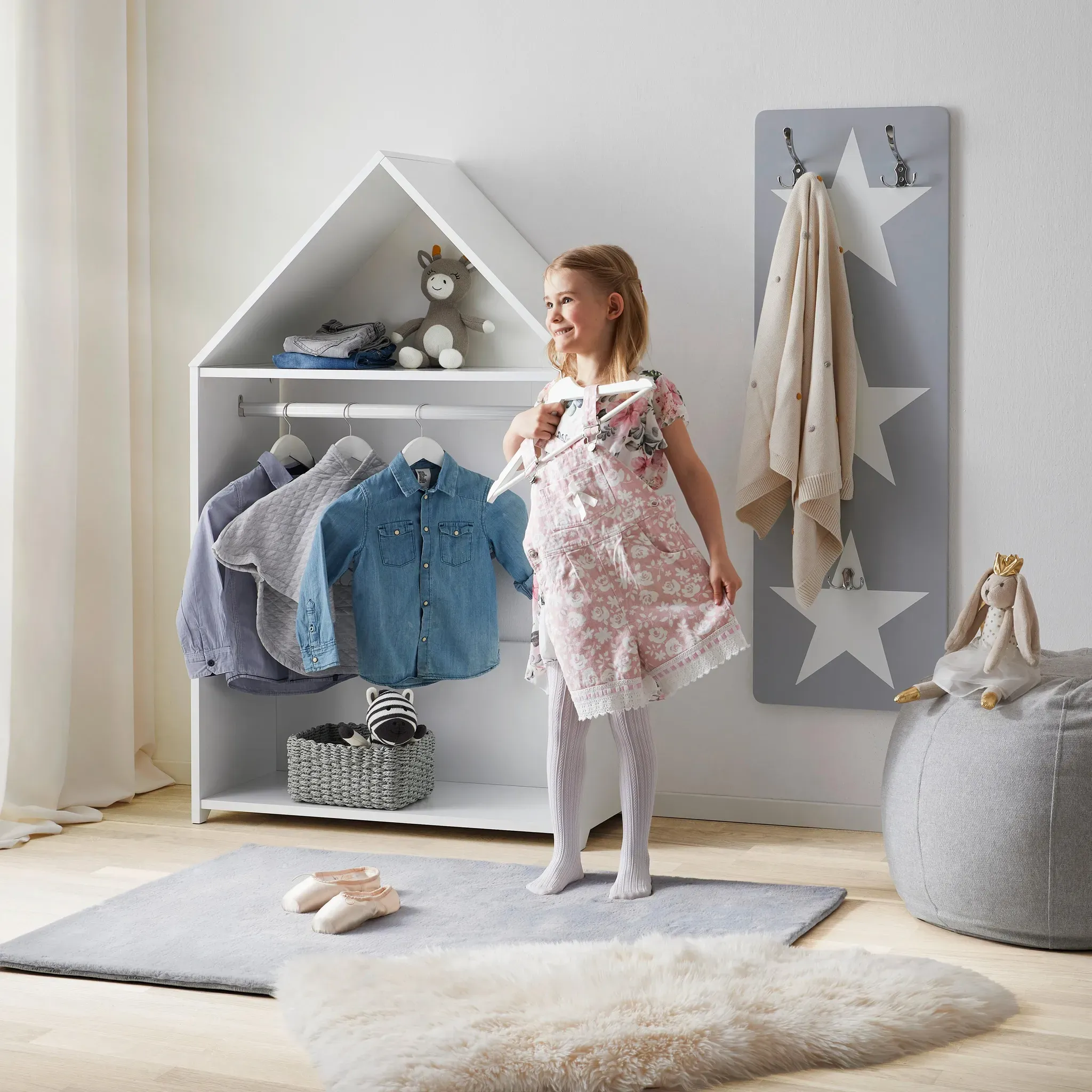 Kinderkleiderschrank Lia Weiß MDF