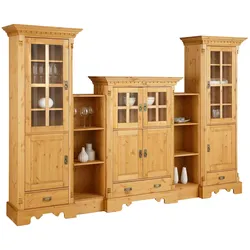 Wohnwand HOME AFFAIRE "Milan", beige (natur), B:326cm H:199cm T:47cm, Massivholz, Kastenmöbel-Sets