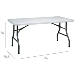 Resol garbar MAHLER Rechteckiger Klapptisch Indoor, Outdoor 152x76 Grau