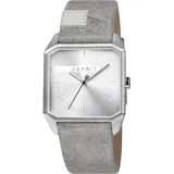 Esprit ES1G071L0015 Cube Gents Silver Grey Uhr Herrenuhr Leder grau